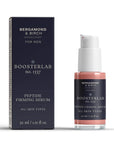 Premium men's skincare serum – Bergamond & Birch BOOSTERLAB No. 1337 Peptide Firming Serum in a navy blue and copper-toned bottle, 30 ml, designed for all skin types.