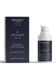 Bergamond & Birch Optaré No. 31 Firming Eye Cream shown with outer packaging. A premium eye treatment for all skin types, in a 15ml pump bottle.