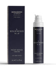 Product image of Bergamond & Birch Regenesis No. 36 – a premium night repair cream for men. The sleek navy packaging highlights its luxurious, skin-restoring formula designed for all skin types.