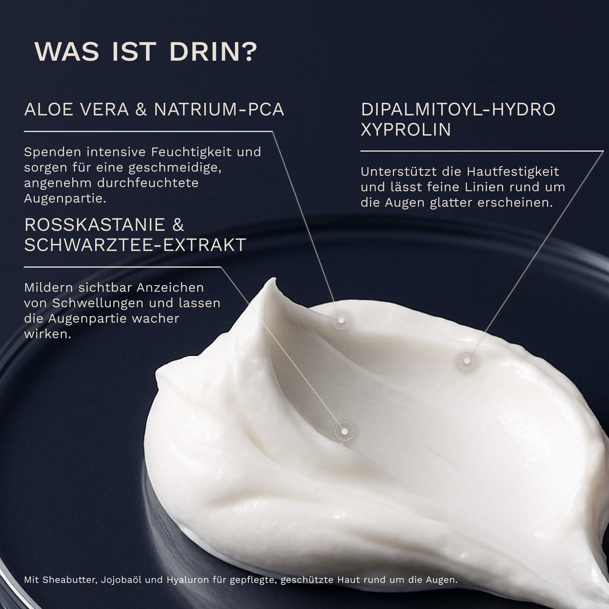 Ein Vorher Nachher Bild der Augenpartie eines Mannes zeigt nach einer Woche Anwendung der Bergamond and Birch Firming Eye Cream No 31 eine sichtbar glatter wirkende Augenpartie mit reduzierten Trockenheitsfältchen und dem Hinweis auf 100 Stunden Pflege.