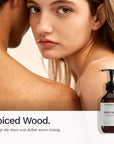 Vitalisé No. 51 Body Serum Spiced Wood von Bergamond & Birch – Lifestyle-Bild mit Pärchen, weiche geschmeidige Haut im Fokus. Leichtes Körperserum mit Kokosnuss- & Pflanzenölen, Vitamin C & E sowie Hyaluronsäure. Warm-holziger Duft.

